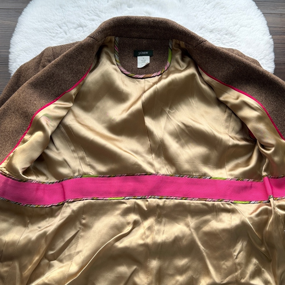 Vintage Y2K J.Crew Herringbone Blazer Brown 90% Wool 70802 size 2 - Picture 4 of 10